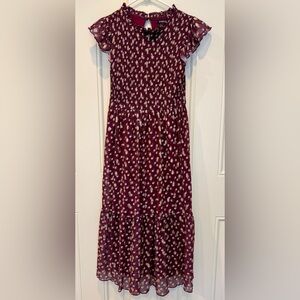 Zunie Burgundy and White Floral Dress